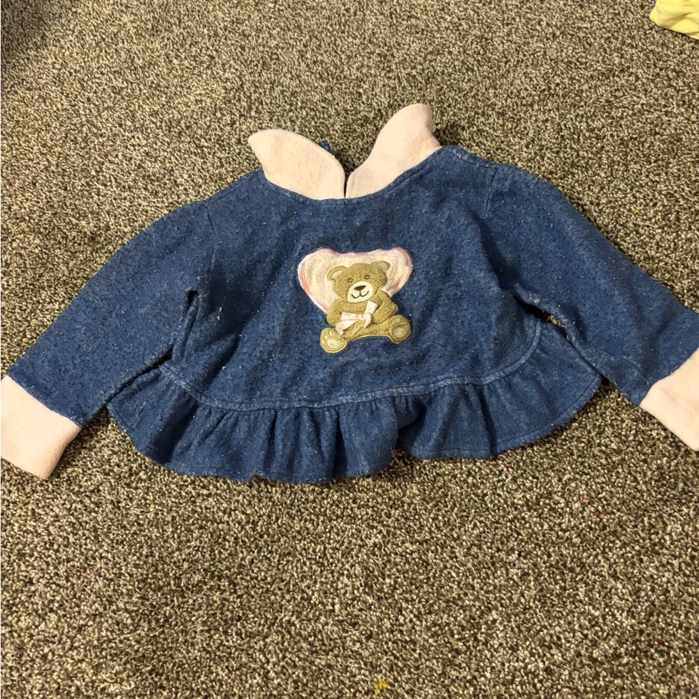 Blue and Pink Kids Jacket with Bear Design